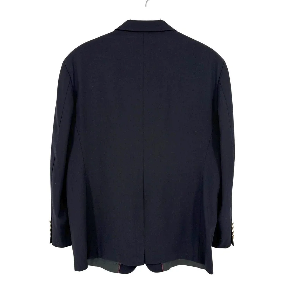 Vintage Evan-Picone Navy Blue Blazer 100% Pure Wool Gold Crest Button Rich's 48L